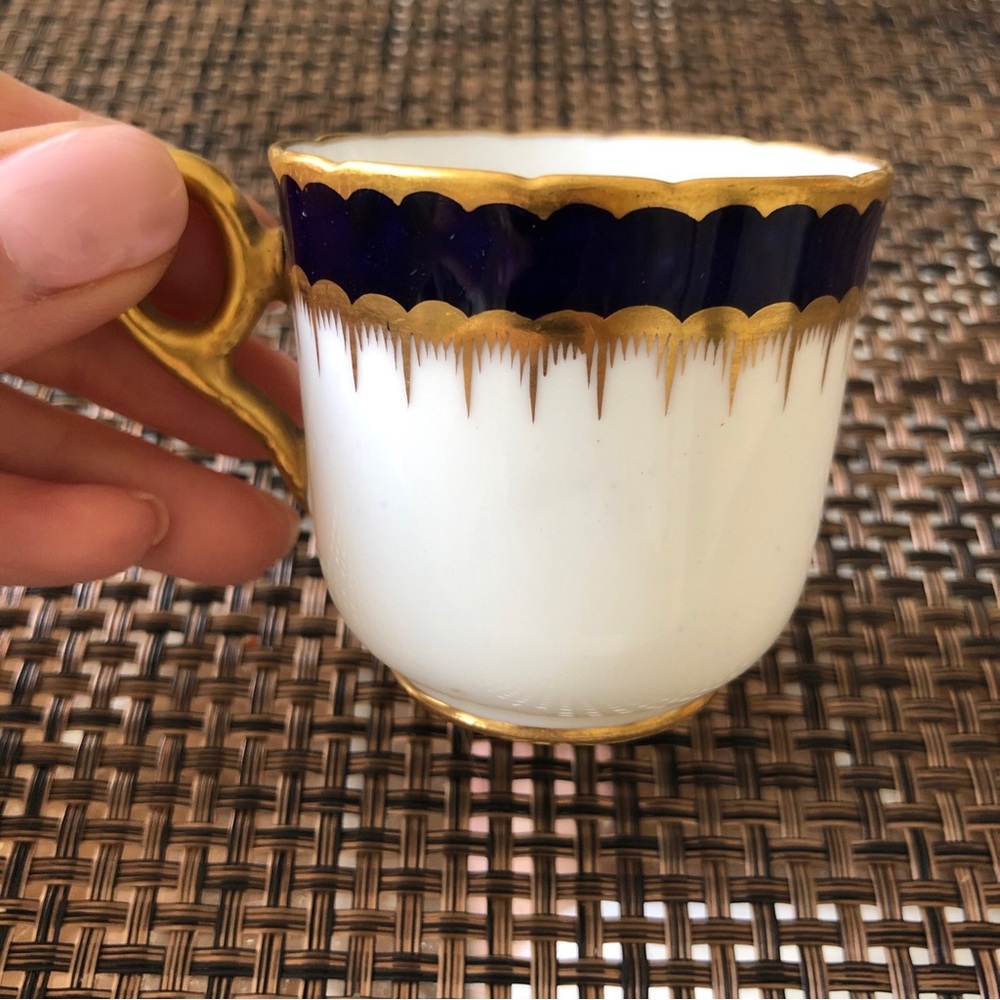 Coalport AD-1750 England Coffee Cup Blue cobalt with gold